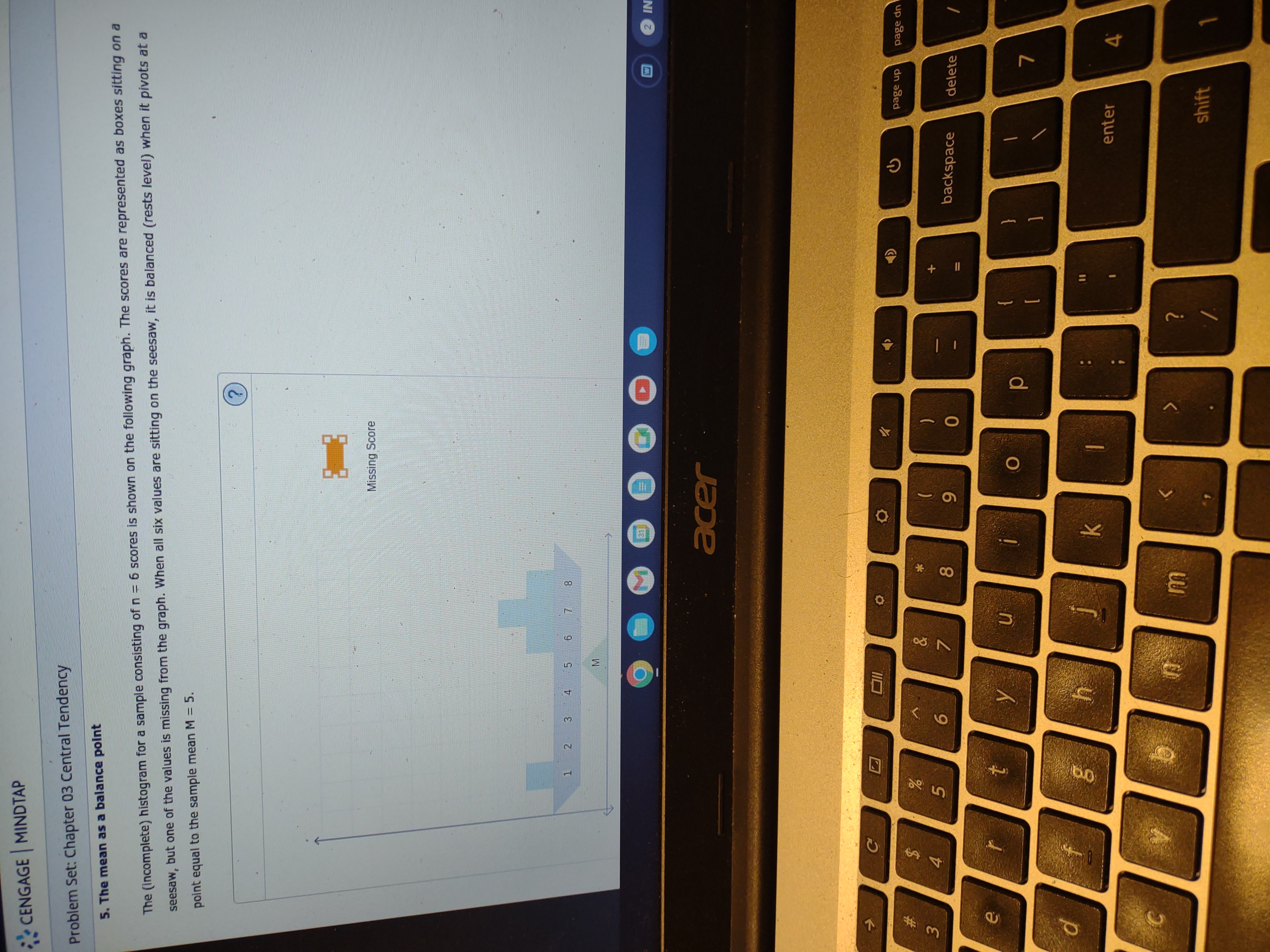 SOLVED: The incomplete histogram for a sample consisting of n=6 scores ...