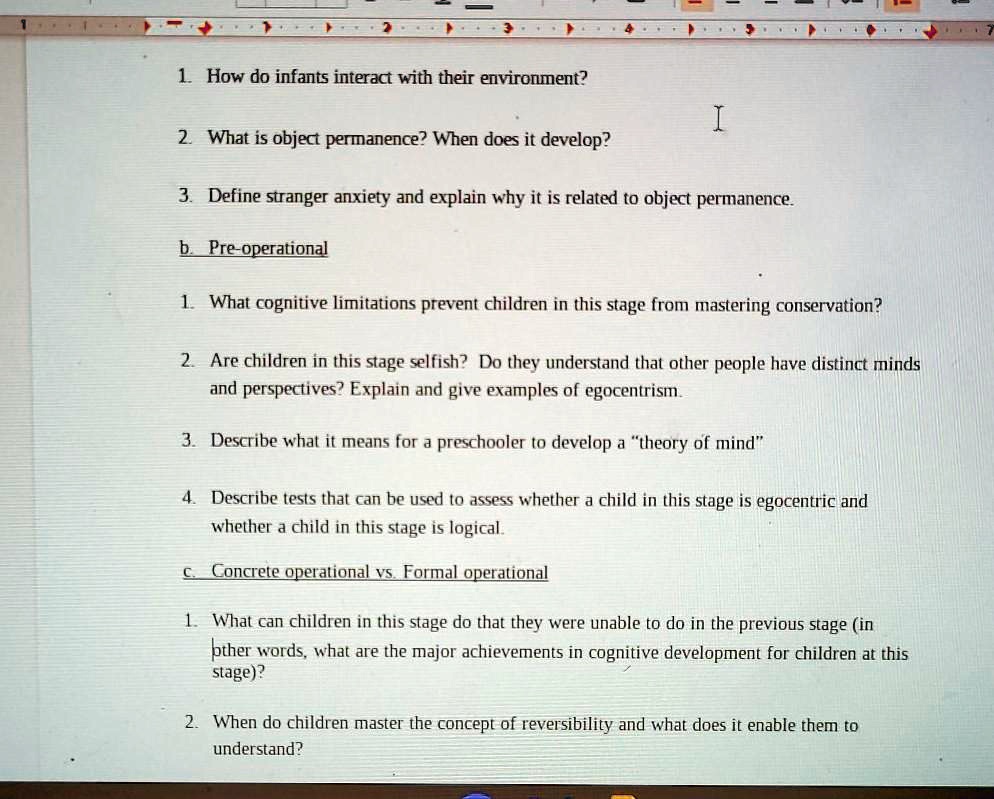 SOLVED 1. How do infants interact with their environment 2. What