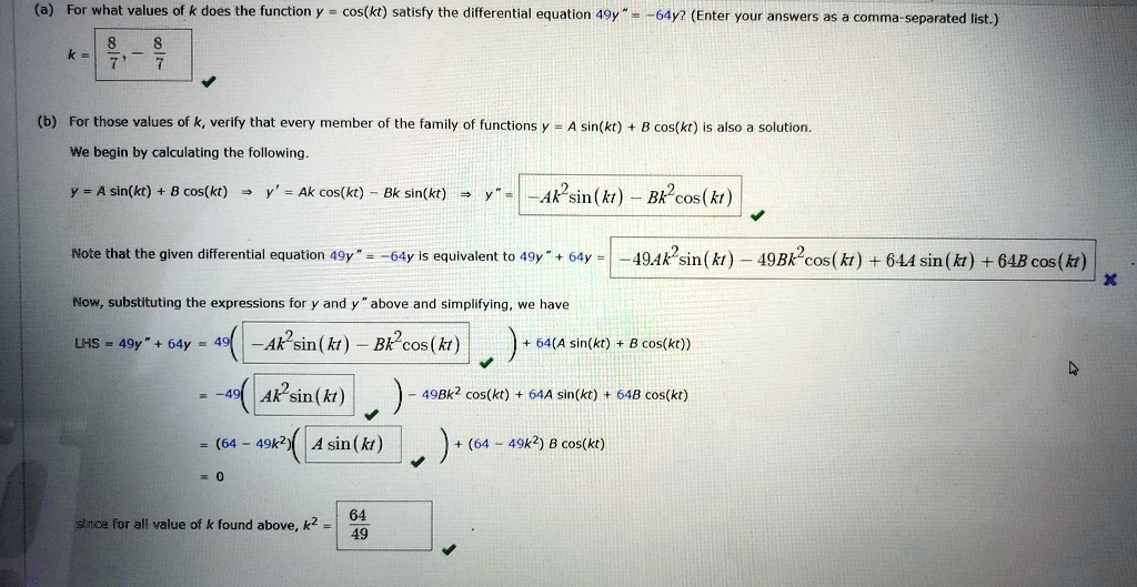 Solved For What Values Of Does The Function Kt Satisfy The