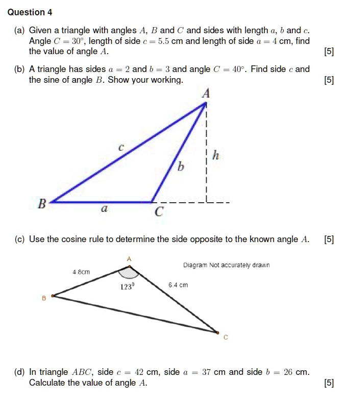 SOLVED Question 4 a Given a triangle with angles A B and C and