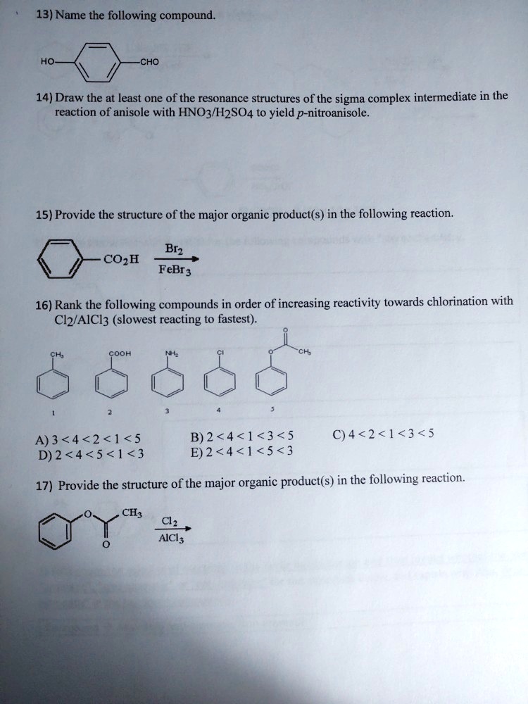 Solved 13 Name The Following Compound Ho Cho 14 Draw At Least One Of The Resonance 