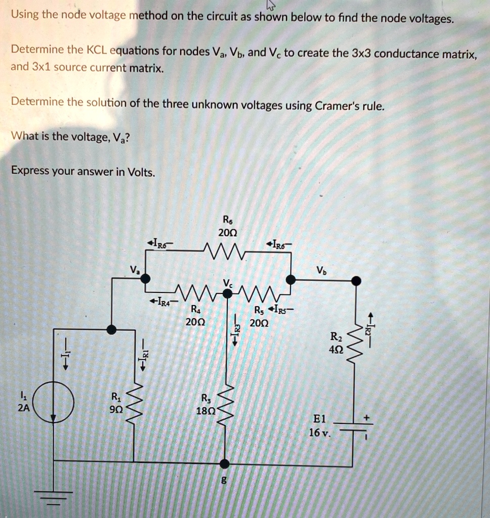 Kcl Matrices using the node voltage method on the circuit as shown below to find the ...