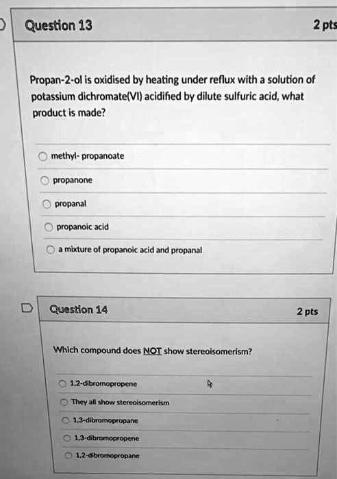 propan 2 ol nacl h2so4 with reflux makes