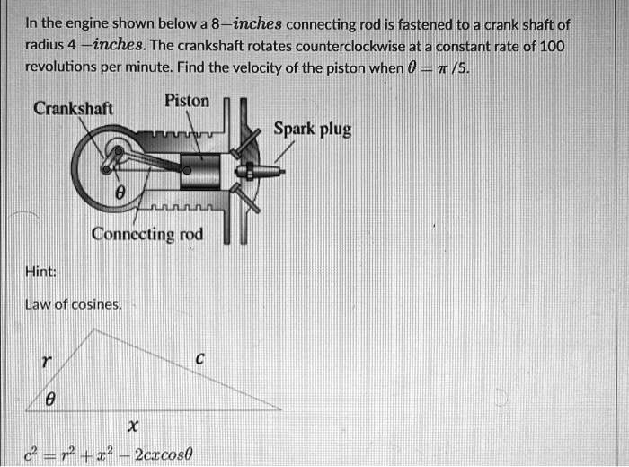 In the engine shown below a 8-inches connecting rod is fastened to a ...