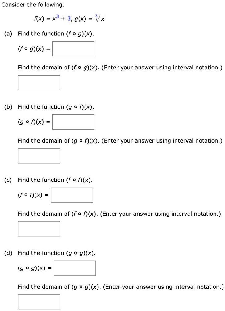 Consider the following f(x) = x3 + 3, g(x) = Vx(a) F… SolvedLib