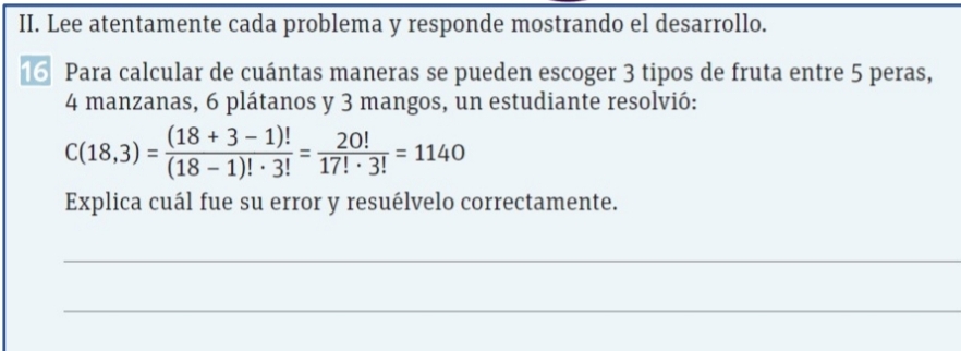 SOLVED: II. Lee atentamente cada problema y responde mostrando el ...