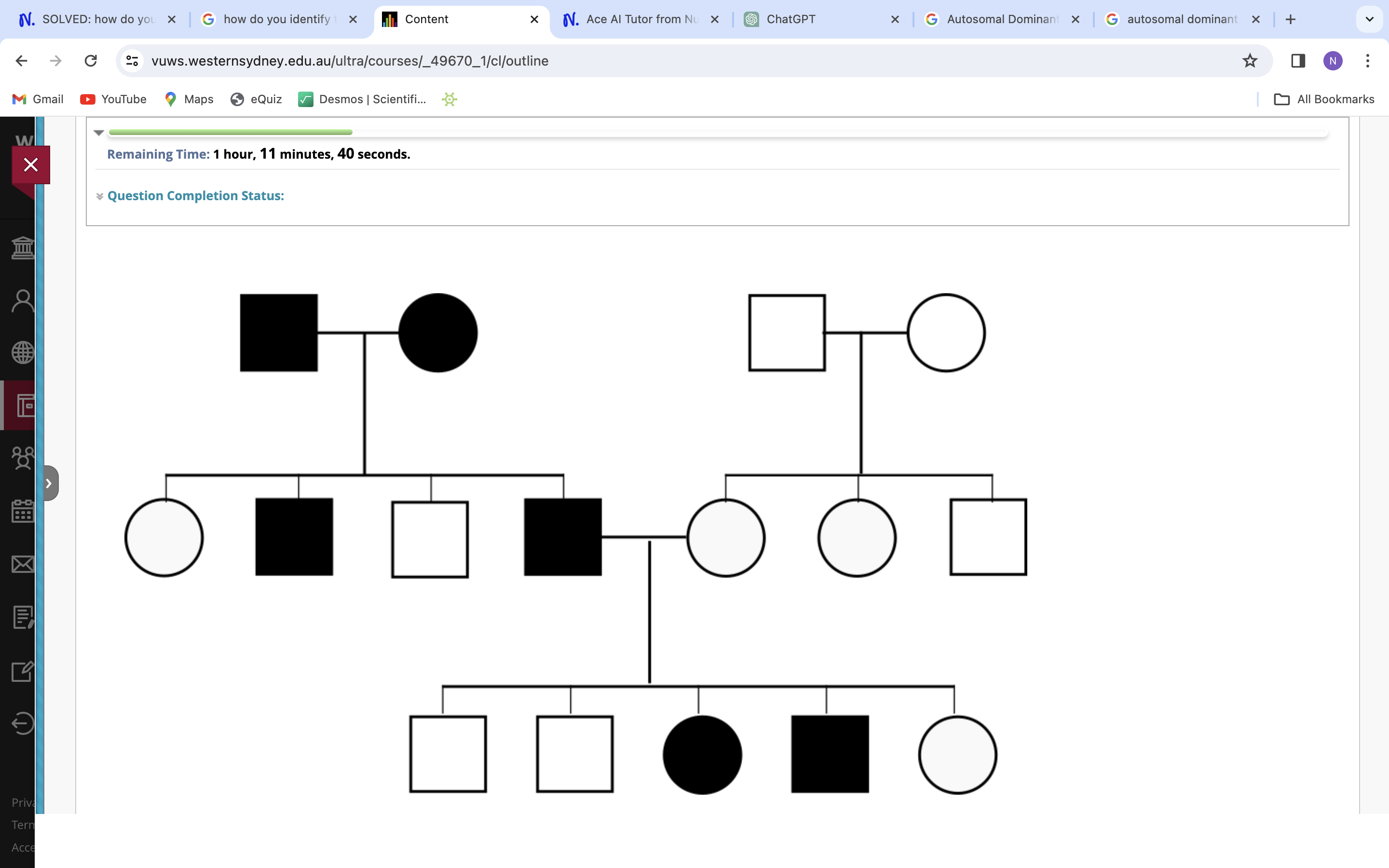 SOLVED: Look at the pedigree tree below. What type of inheritance is ...