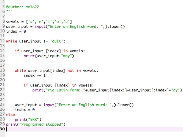 SOLVED: “`python vowels = ['a', 'e', 'i', 'o', 'u'] userinput = input ...