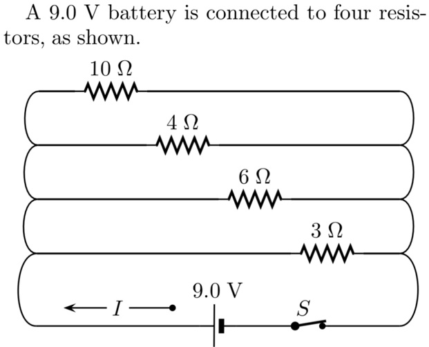 SOLVED A 9.0 V battery is connected to four resistors, as shown
