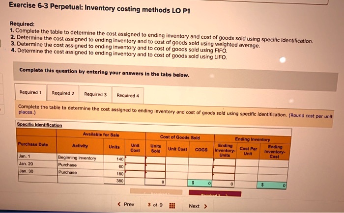exercise 6 3 perpetualinventory costing methods lo p1 required 1 ...