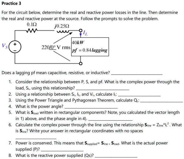 SOLVED: For the circuit below, determine the real and reactive power ...