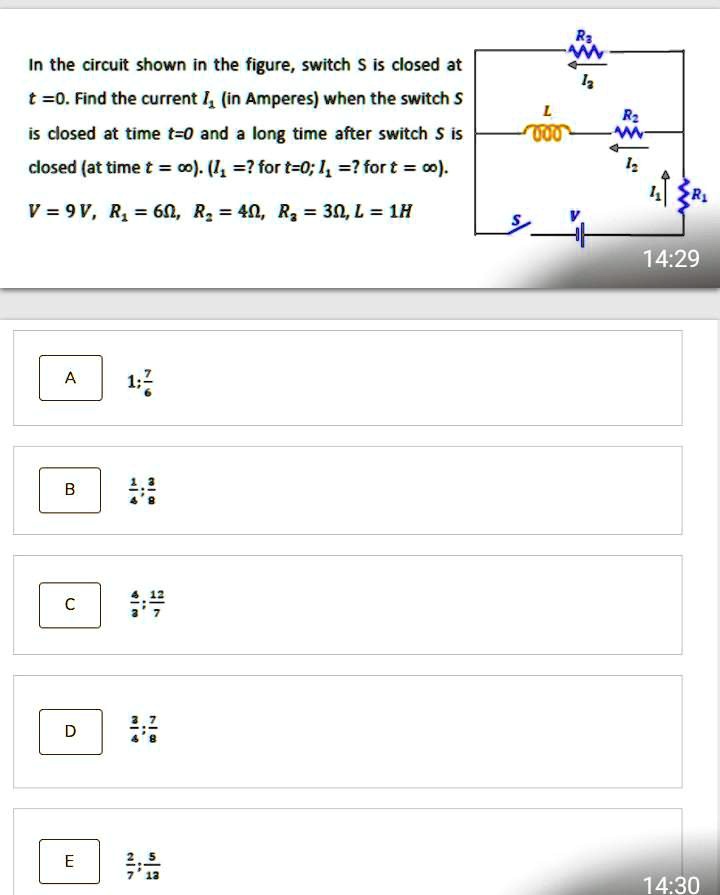SOLVED: In the circuit shown in the figure, switch S is closed at t = 0 ...