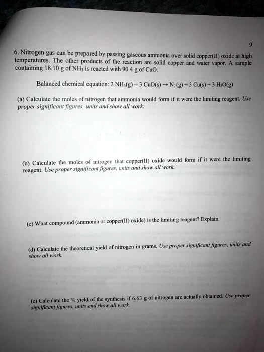 SOLVED ' Nitrogen gas can be prepared by passing gaseous ammonia over solid copper(II) oxide at