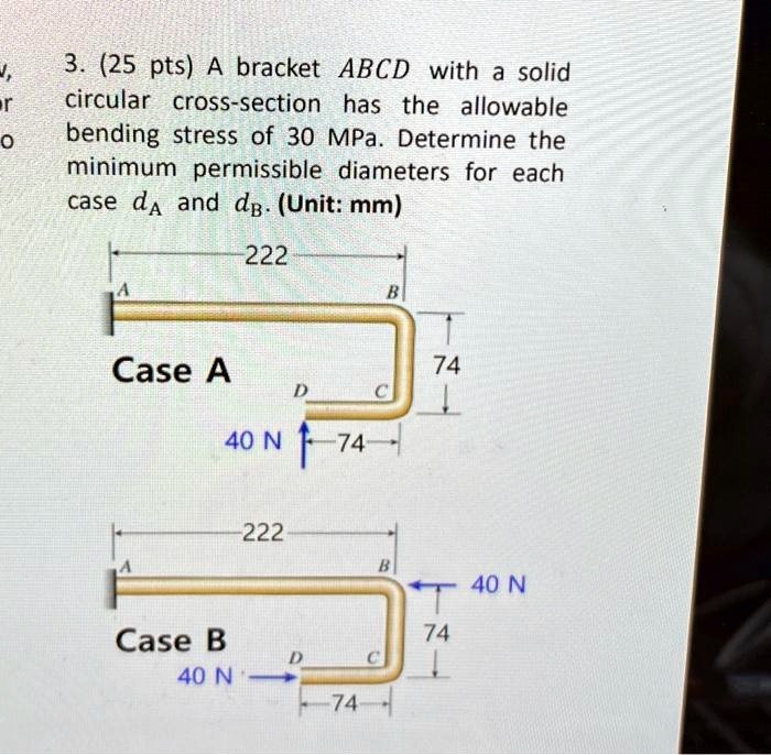 Section Abcd SOLVED: Texts: 3.25 pts A bracket ABCD with a solid circular cross ...