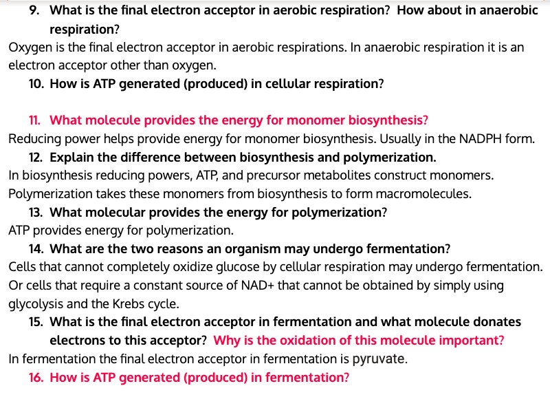 SOLVED: What is the final electron acceptor in aerobic respiration? How ...