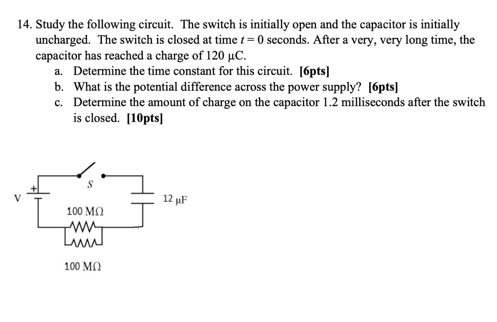 SOLVED 14. Study the following circuit The switch is initially open