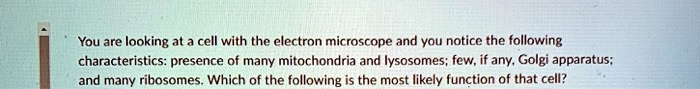 You are looking at a cell with the electron microscope and...