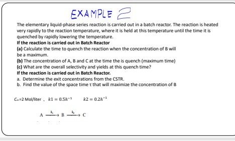 example the elementary liquid phase series reaction is carried out in a ...