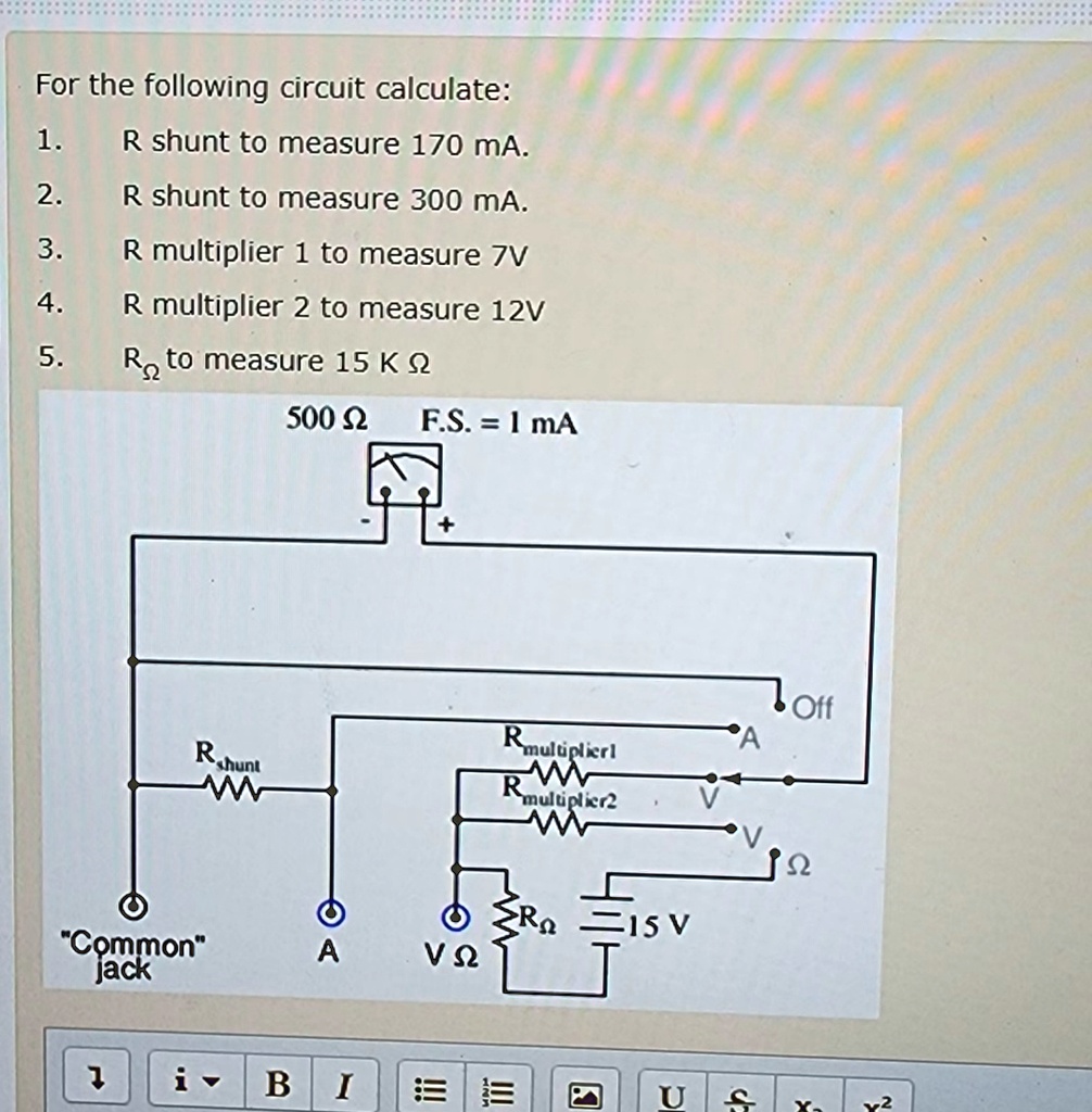 for the following circuit calculate 1 r shunt to measure 170 ma 2 r ...