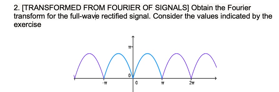 SOLVED: 2. [TRANSFORMED FROM FOURIER OF SIGNALS] Obtain the Fourier ...