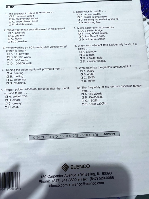 SOLVED QUIZ 6.Solder wick is used to . A.remove solder. A. oneshot