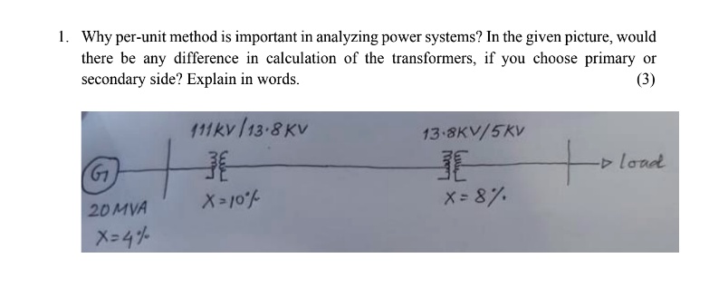 1. Why per-unit method is important in analyzing power systems? In the ...