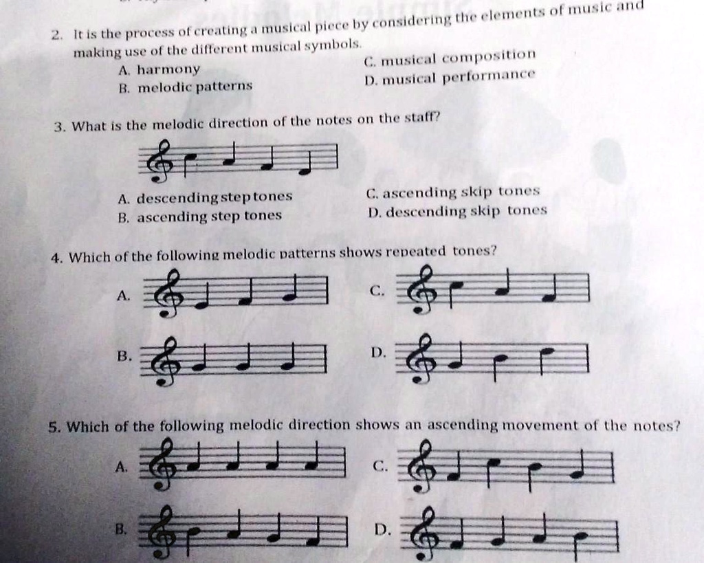 SOLVED: 2. It is the process of creating a musical piece by considering ...