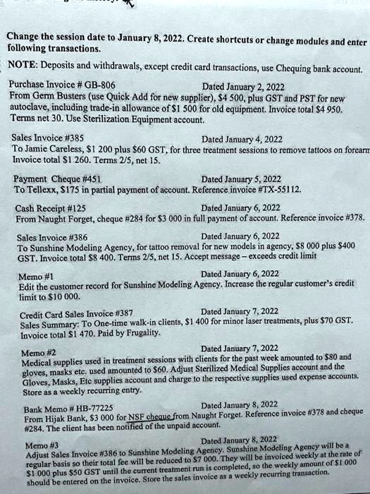 SOLVED: Change the session date to January 8, 2022. Create shortcuts or