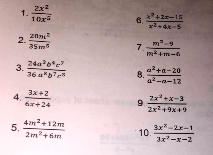 SOLVED: Simplify the following rational expressions. Write your answer ...