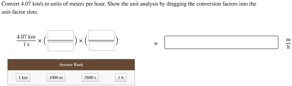 Dimensional analysis km s to 2025 m h