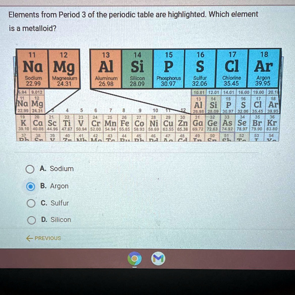 SOLVED 'HELP PLSS I CANT FAIL!!! Elements from Period 3 of the periodic table are highlighted