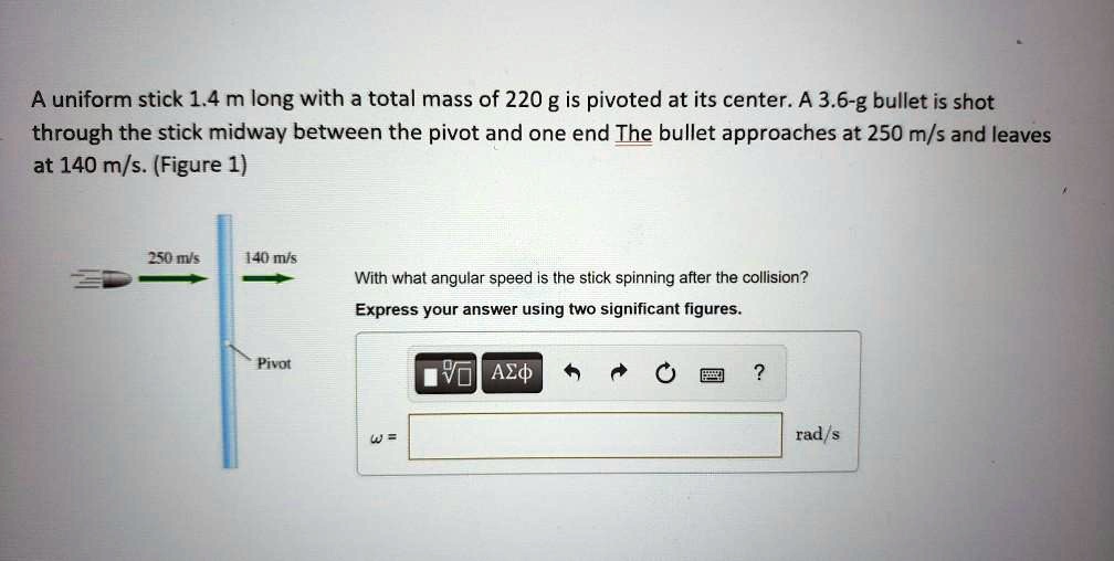 SOLVED: A uniform stick 1.4 m long with a total mass of 220 g is ...