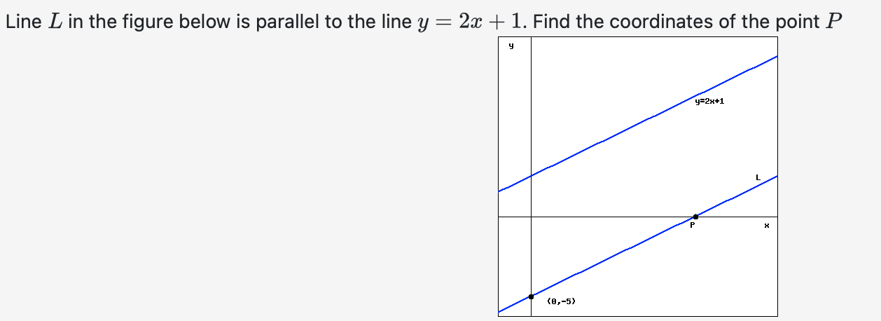 Line L in the figure below is parallel to the line y=2 x+1. Find the ...