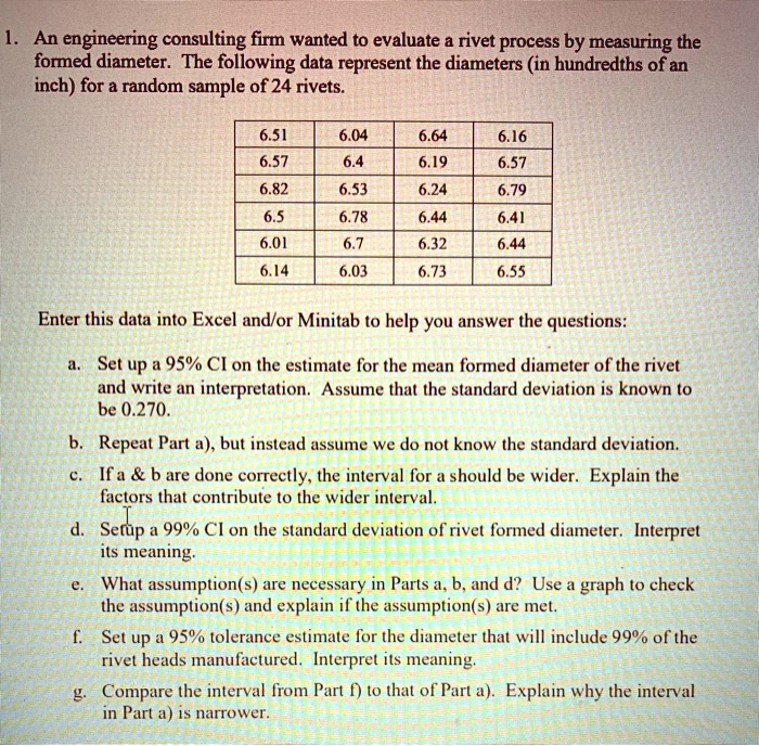 SOLVED An engineering consulting firm wanted to evaluate a rivet
