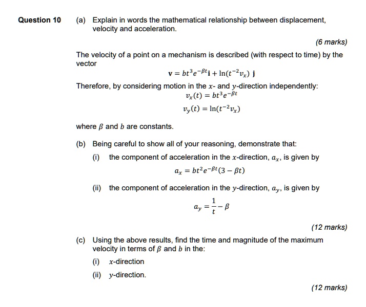 SOLVED: Question 10 (a)Explain in words the mathematical relationship ...