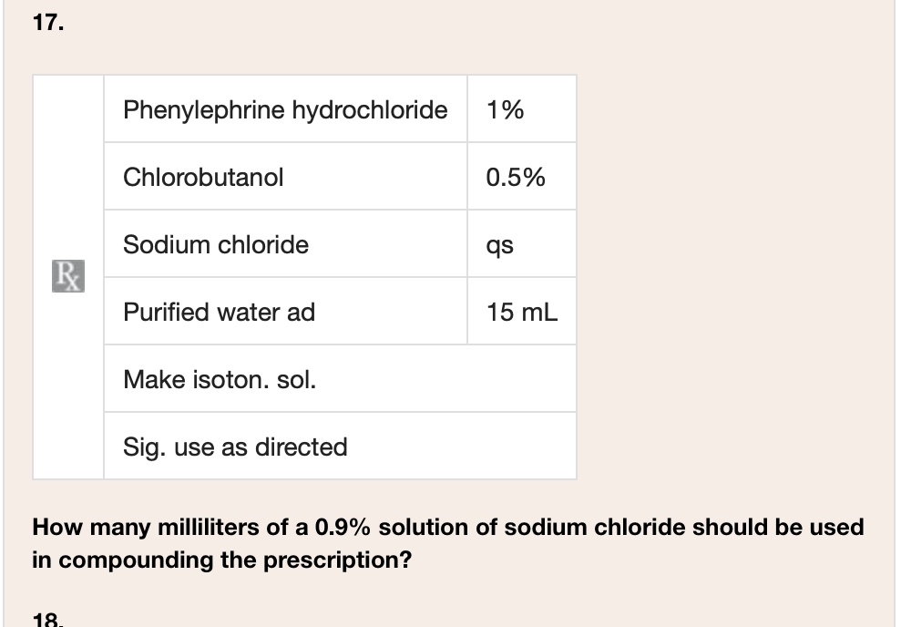 SOLVED Phenylephrine hydrochloride 1 Chlorobutanol 0.5 Sodium