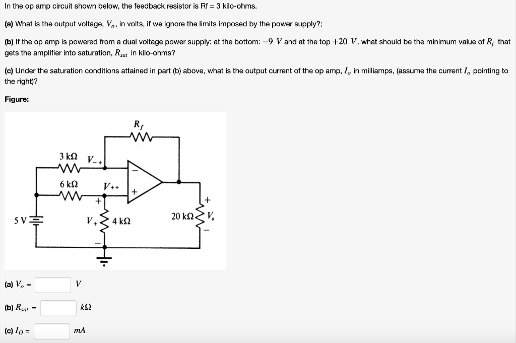 SOLVED: In the op amp circuit shown below, the feedback resistor is Rf ...