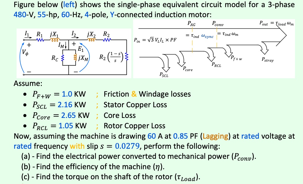Single phase equivalent circuit model for 3 phase a find the...