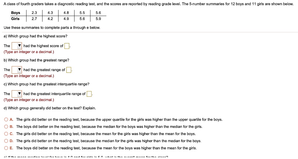 Class Of Fourth Graders Takes Diagnostic Reading Test SolvedLib