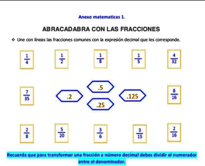 Solved Es Para Hoy Anexo Matematicas 1 Abracadabra Con Las Fracciones Une 6473