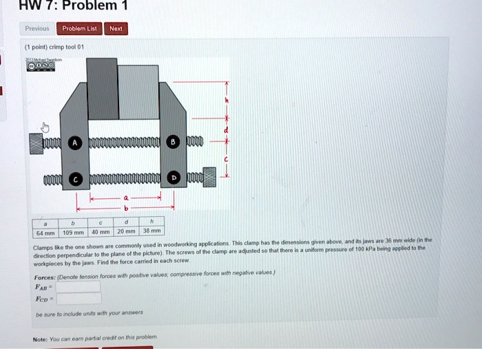 SOLVED HW7 Problem 1 Crimp Tool 109 mm 40 mm 20 mm Clamps like the