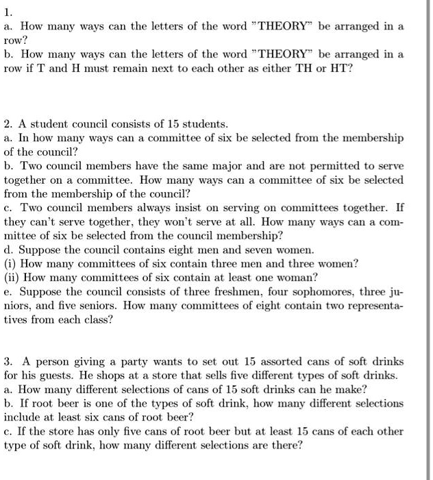 SOLVED How Many Ways Can The Letters Of The Word THEORY Be Arranged