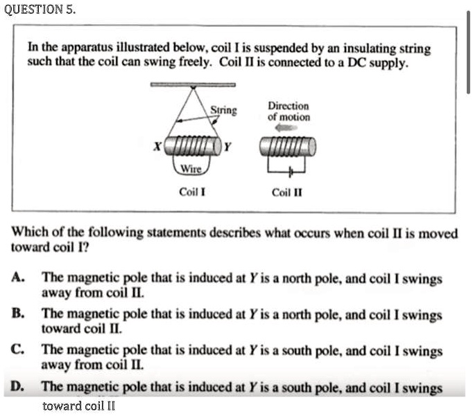 SOLVED: QUESTION 5 In The Apparatus Illustrated Below, Coil I Is ...