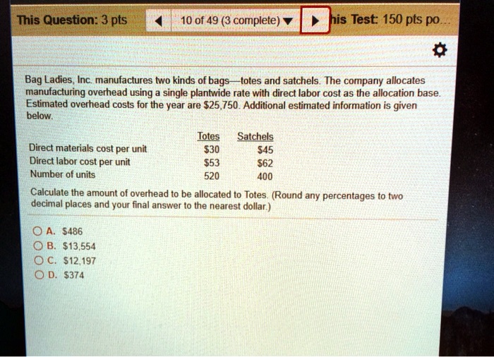 Alculate the amount of overhead deals to be allocated to totes