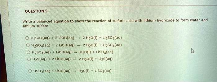 SOLVED: Write A Balanced Equation To Show The Reaction Of Sulfuric Acid ...