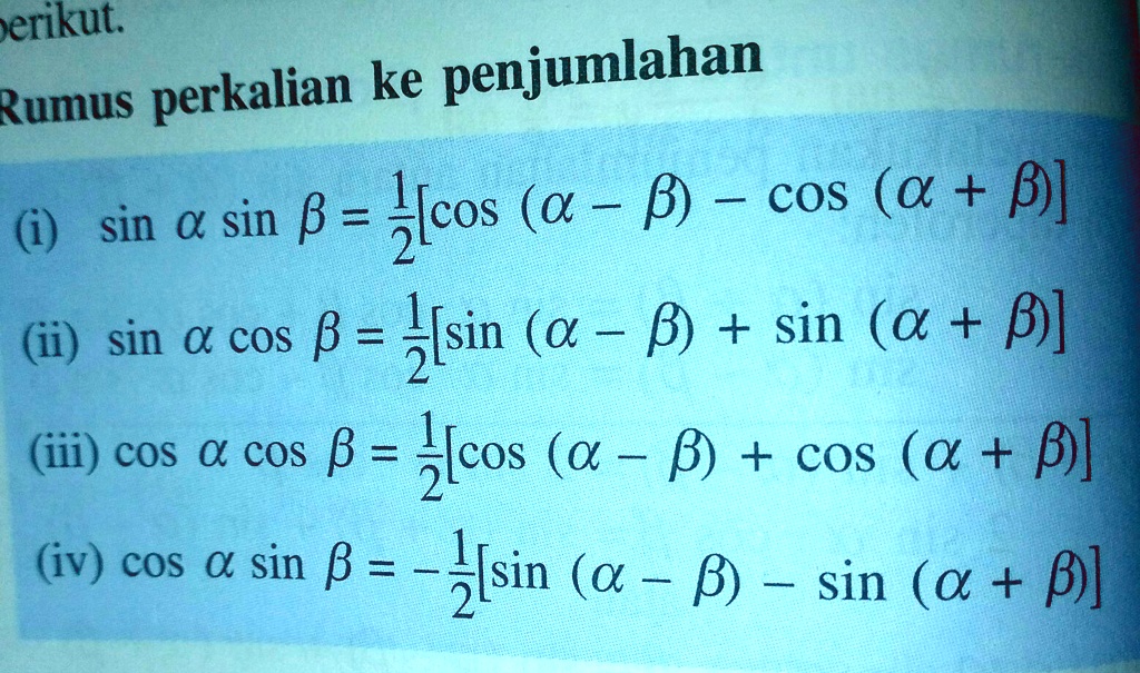 SOLVED: Rumus perkalian tangen ke penjumlahan tangen. Seperti contoh di ...