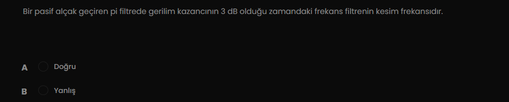 SOLVED: Bir Pasif Alçak Geçiren Pi Filtrede Gerilim Kazanc?n?n 3 DB ...