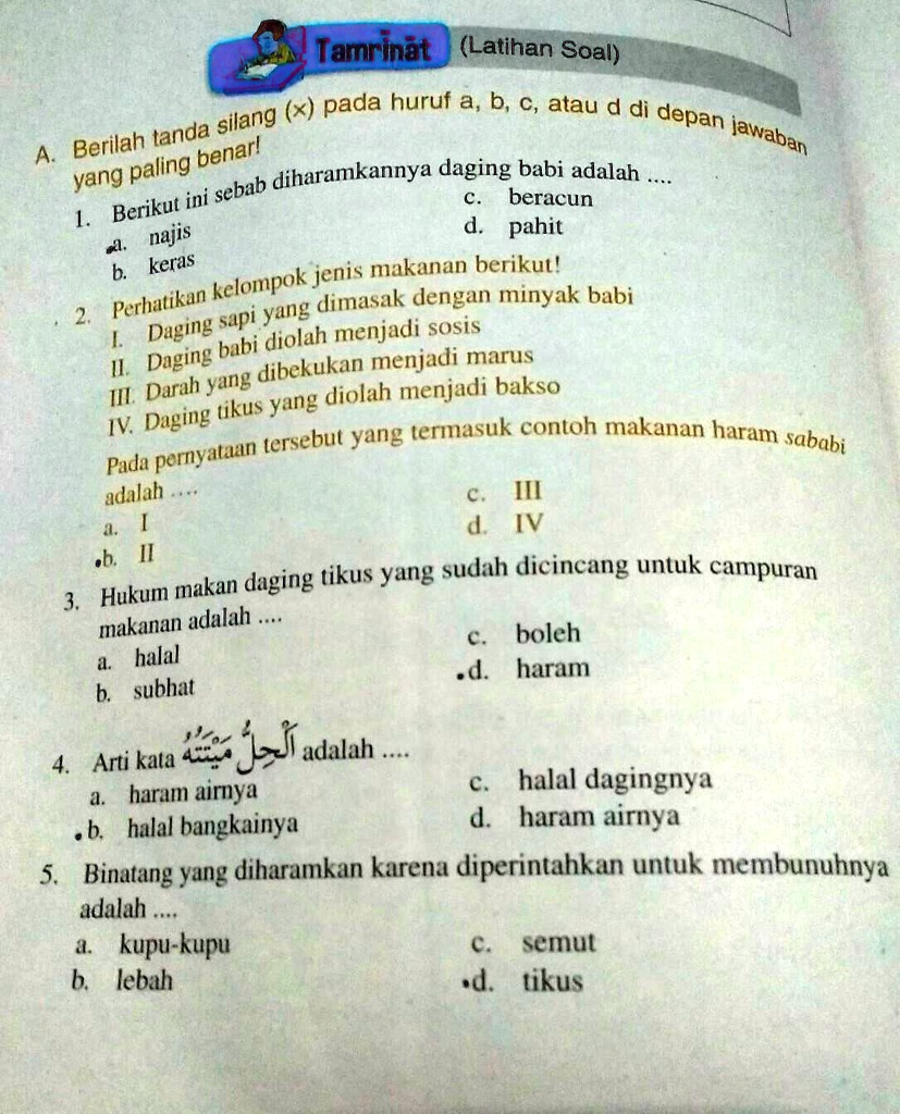 SOLVED: Tolong Dong Gan Nomor 1 Sampai 5 Tamrihet (Latihan Soal) (x ...