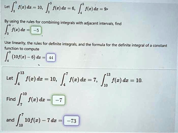 VIDEO solution: fx dx = 10 dx = 6 fx dx = 9 By using the rules for ...