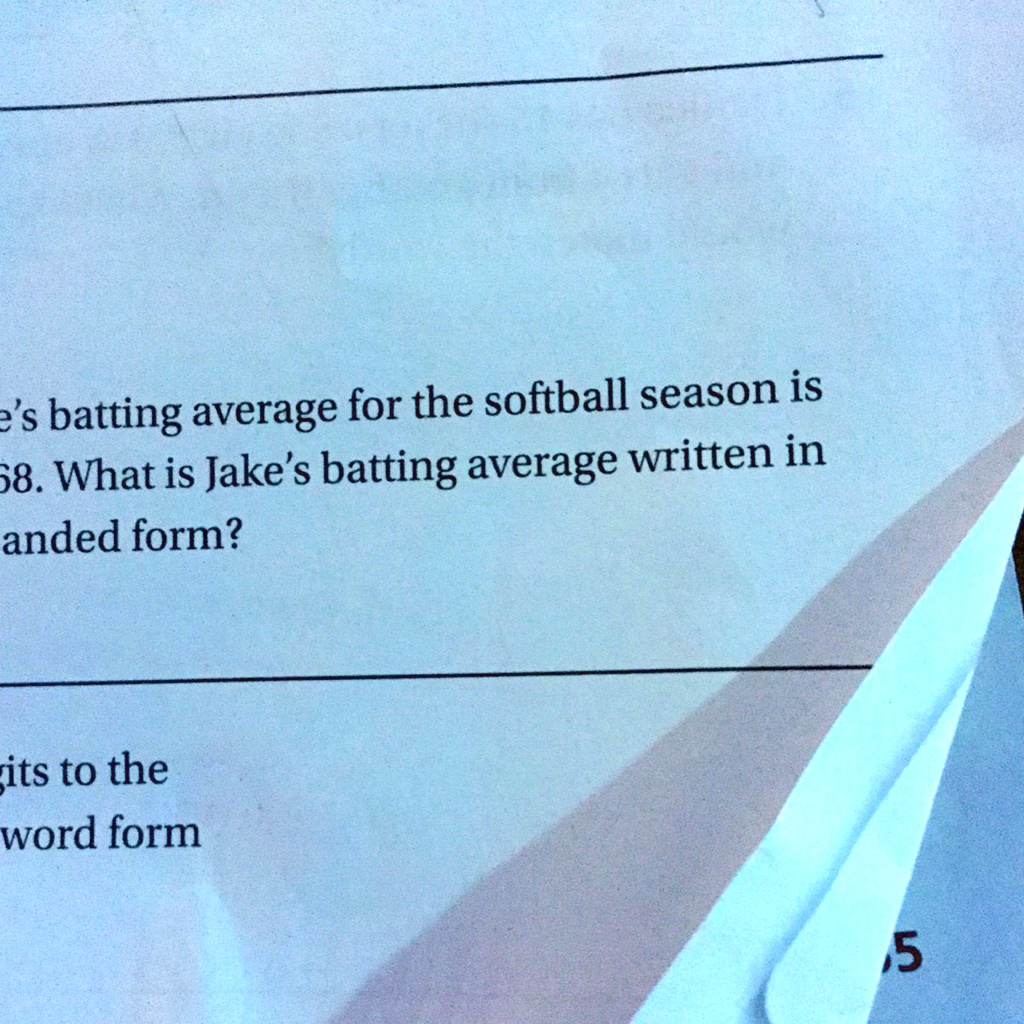 SOLVED Jake's batting average for the softball season is 0.368. What